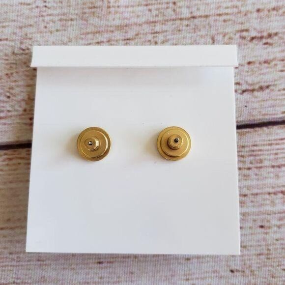 Tory Burch Heart Logo Stud Gold Tone Earrings - Picture 5 of 8